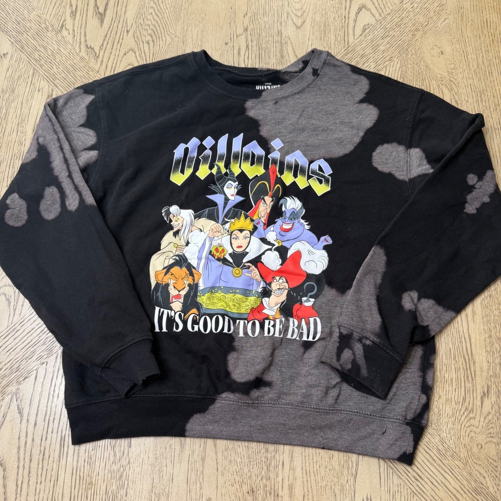 Disney Medium‎ Bleach Tie Dye Villains It's Good To Be Bad Sweatshirt
